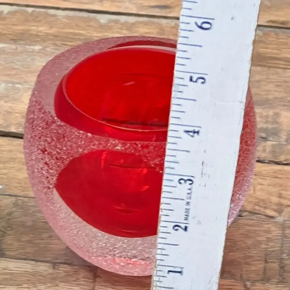 Vtg Red Fifth Avenue Geode Frosted Votive Glass Candle Holders Set Of 2